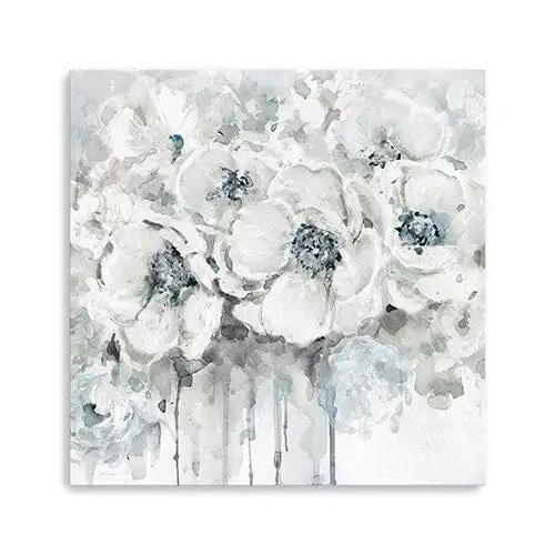 Winter Blues Flower Unframed Print Wall Art - Homeroots