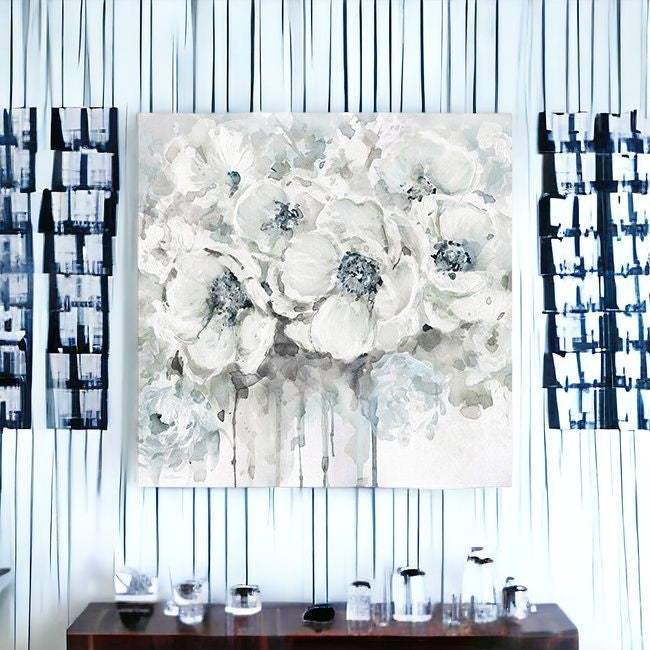 Winter Blues Flower Unframed Print Wall Art - Homeroots - Flyclothing LLC