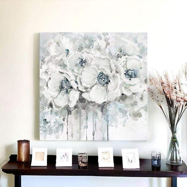 Winter Blues Flower Unframed Print Wall Art - Homeroots - Flyclothing LLC