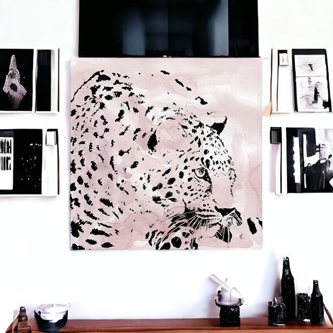 Pink Laying Leopard Unframed Print Wall Art - Homeroots
