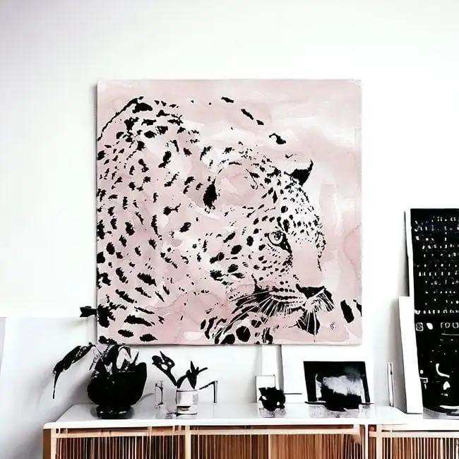 Pink Laying Leopard Unframed Print Wall Art - Homeroots - Flyclothing LLC