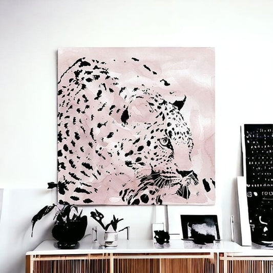 Pink Laying Leopard Unframed Print Wall Art - Homeroots