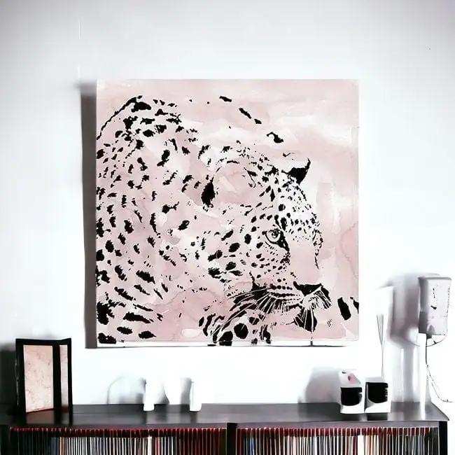 Pink Laying Leopard Unframed Print Wall Art - Homeroots - Flyclothing LLC