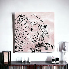 Pink Laying Leopard Unframed Print Wall Art - Homeroots
