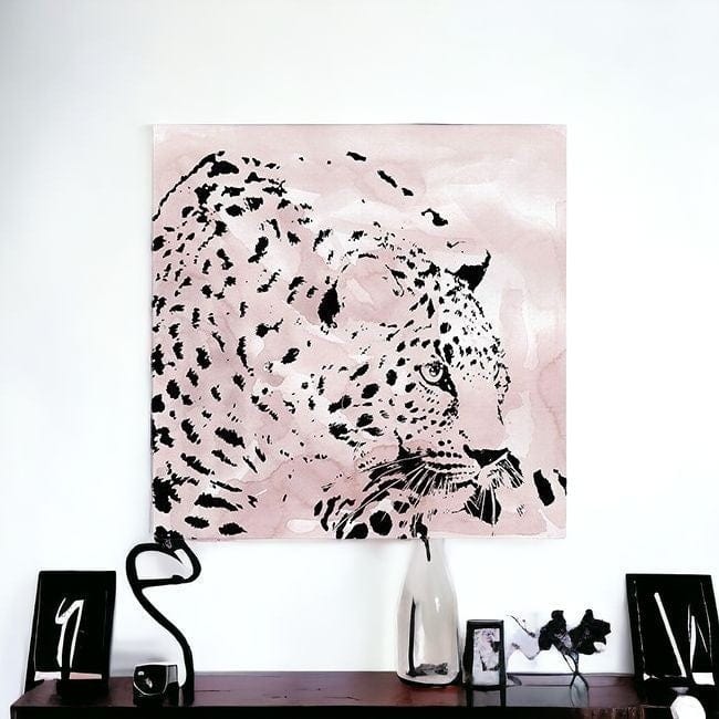 Pink Laying Leopard Unframed Print Wall Art - Homeroots