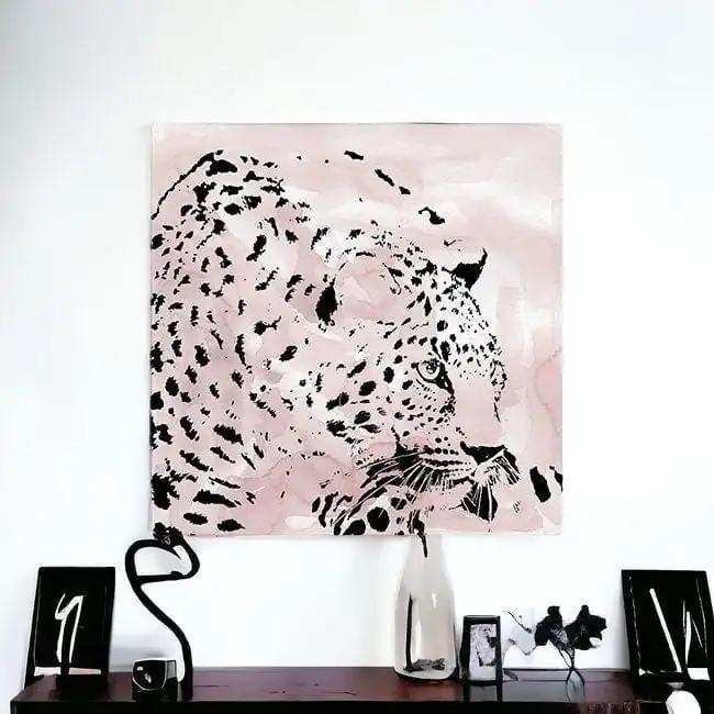 Pink Laying Leopard Unframed Print Wall Art - Homeroots - Flyclothing LLC