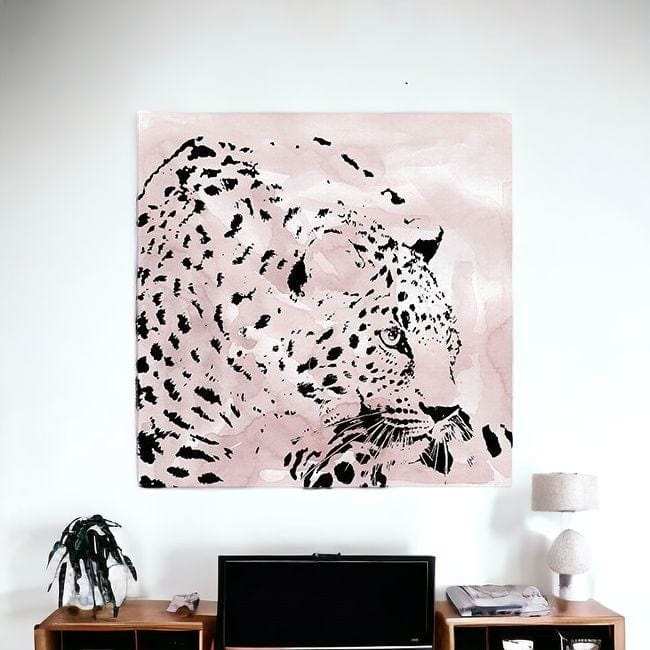 Pink Laying Leopard Unframed Print Wall Art - Homeroots - Flyclothing LLC