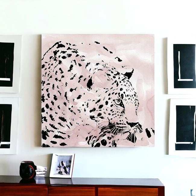 Pink Laying Leopard Unframed Print Wall Art - Homeroots - Flyclothing LLC