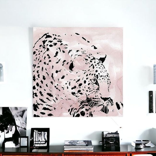 Pink Laying Leopard Unframed Print Wall Art - Homeroots