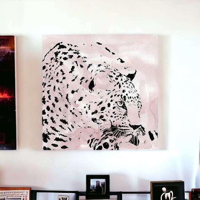 Pink Laying Leopard Unframed Print Wall Art - Homeroots - Flyclothing LLC
