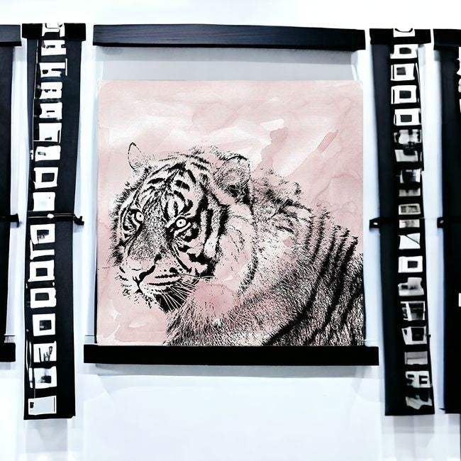Pink Crouching Tiger Unframed Print Wall Art - Homeroots - Flyclothing LLC