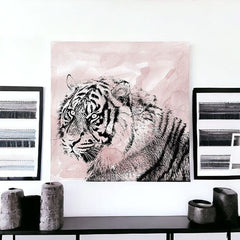 Pink Crouching Tiger Unframed Print Wall Art - Homeroots