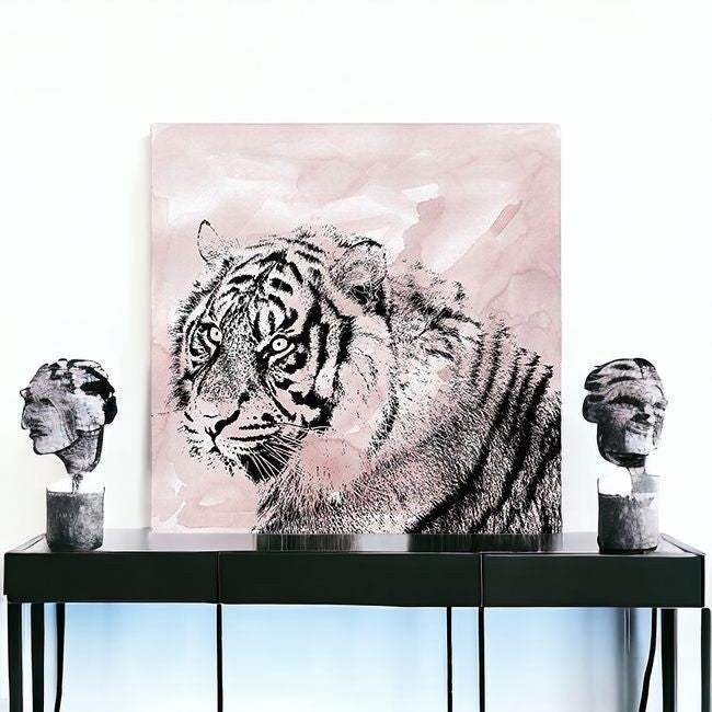 Pink Crouching Tiger Unframed Print Wall Art - Homeroots - Flyclothing LLC