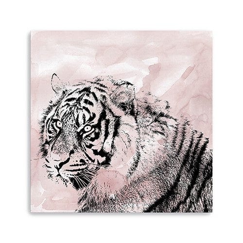 Pink Crouching Tiger Unframed Print Wall Art - Homeroots