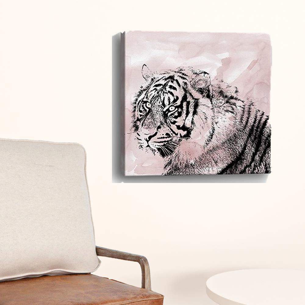Pink Crouching Tiger Unframed Print Wall Art - Homeroots - Flyclothing LLC