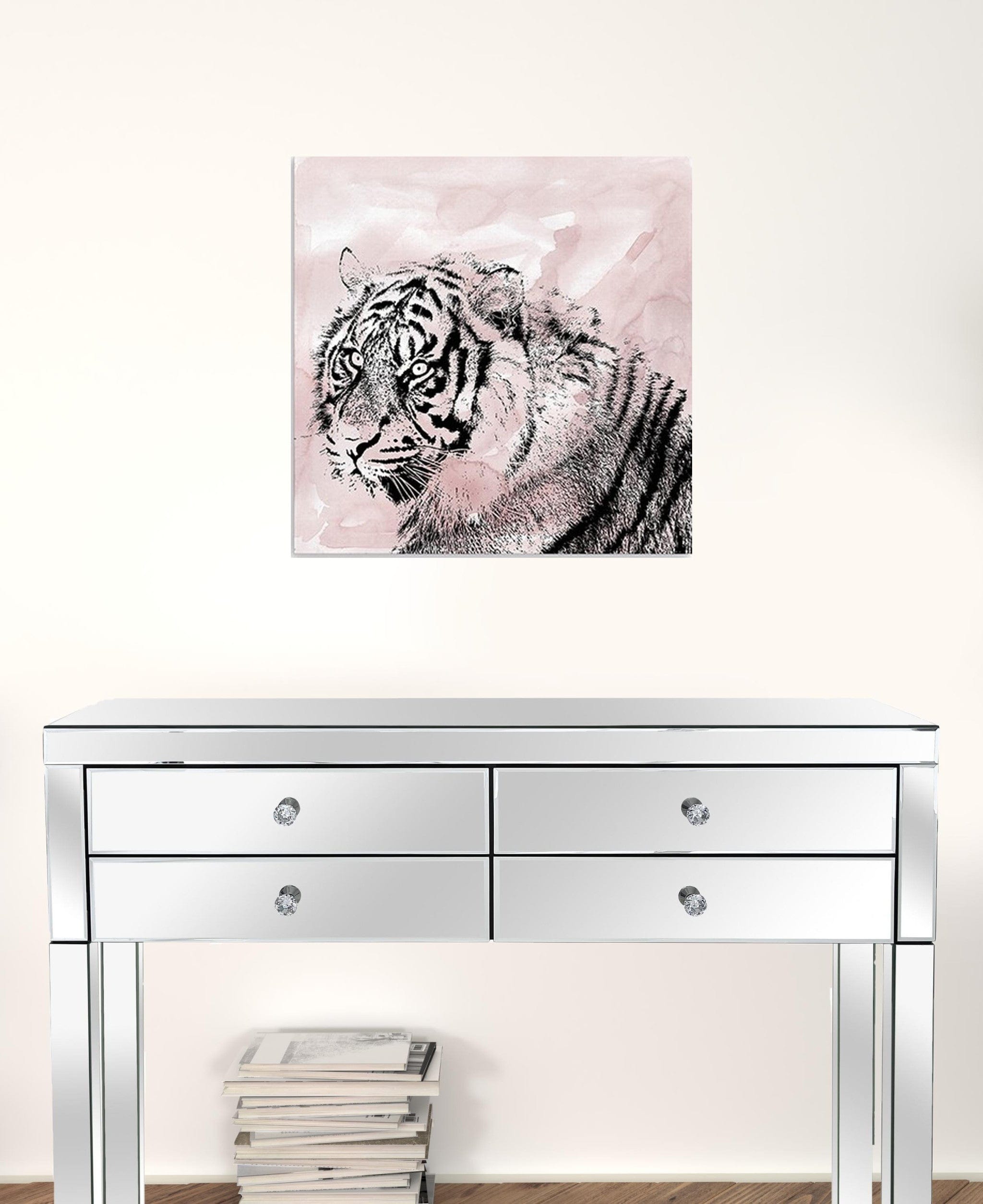 Pink Crouching Tiger Unframed Print Wall Art - Homeroots