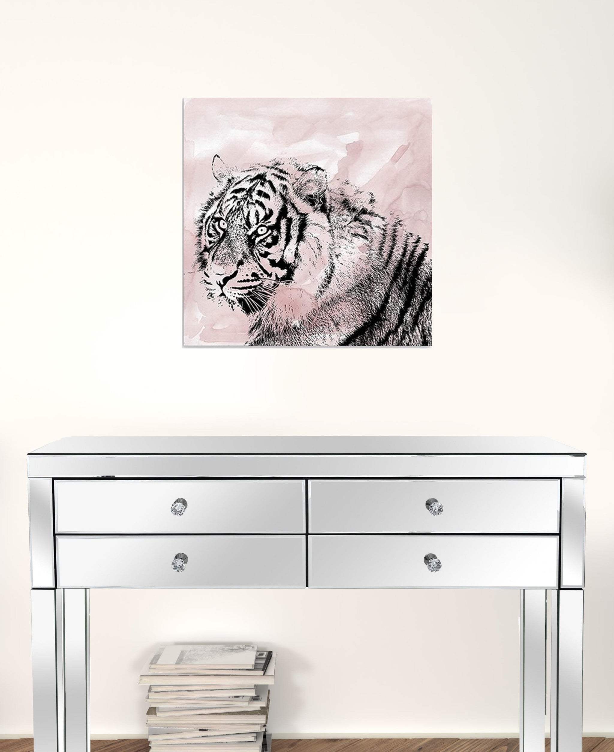 Pink Crouching Tiger Unframed Print Wall Art - Homeroots - Flyclothing LLC