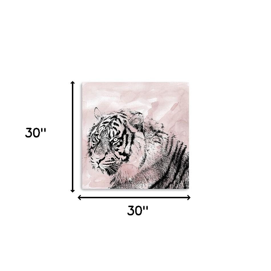 Pink Crouching Tiger Unframed Print Wall Art - Homeroots