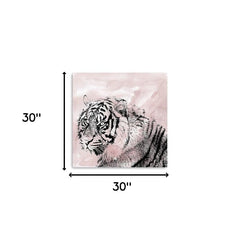 Pink Crouching Tiger Unframed Print Wall Art - Homeroots