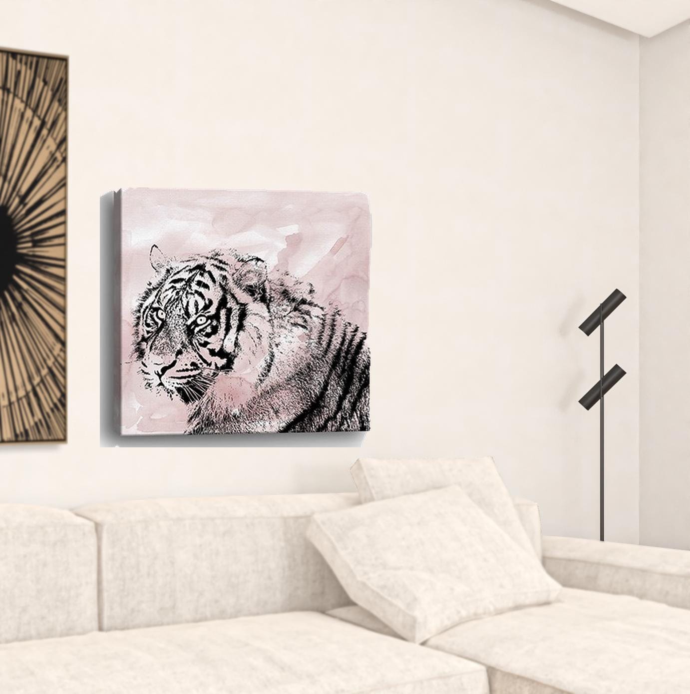 Pink Crouching Tiger Unframed Print Wall Art - Homeroots
