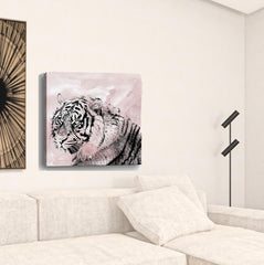 Pink Crouching Tiger Unframed Print Wall Art - Homeroots
