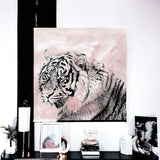Pink Crouching Tiger Unframed Print Wall Art - Homeroots - Flyclothing LLC