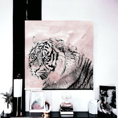 Pink Crouching Tiger Unframed Print Wall Art - Homeroots
