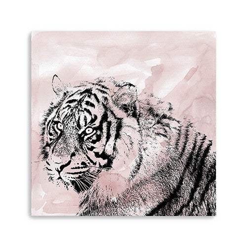 Pink Crouching Tiger Unframed Print Wall Art - Homeroots - Flyclothing LLC