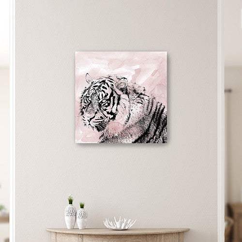 Pink Crouching Tiger Unframed Print Wall Art - Homeroots - Flyclothing LLC