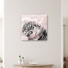 Pink Crouching Tiger Unframed Print Wall Art - Homeroots