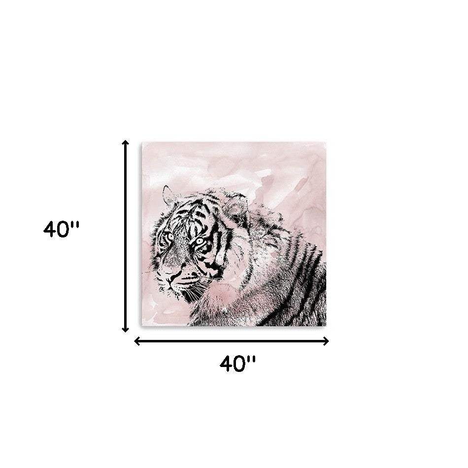 Pink Crouching Tiger Unframed Print Wall Art - Homeroots - Flyclothing LLC
