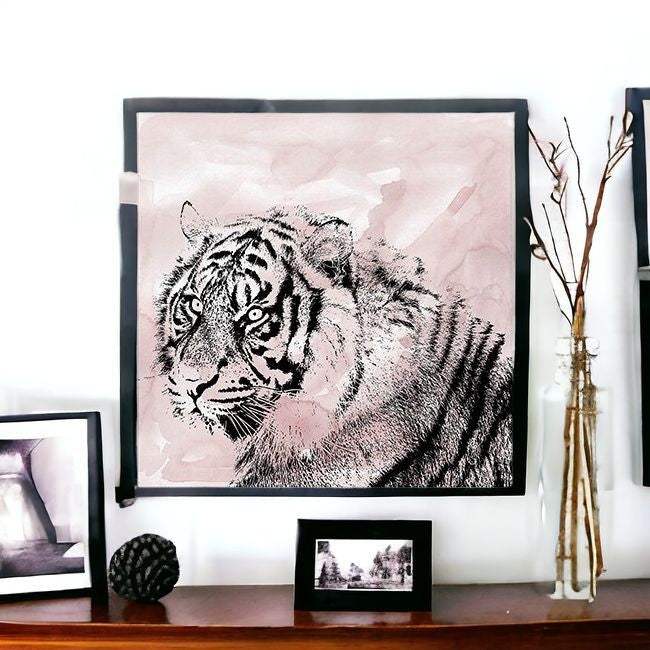 Pink Crouching Tiger Unframed Print Wall Art - Homeroots - Flyclothing LLC