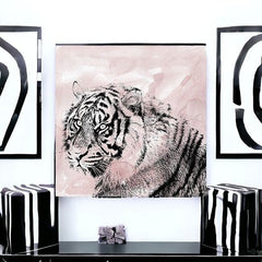 Pink Crouching Tiger Unframed Print Wall Art - Homeroots