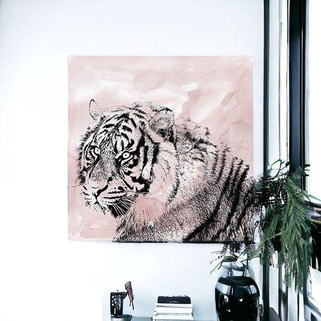 Pink Crouching Tiger Unframed Print Wall Art - Homeroots - Flyclothing LLC