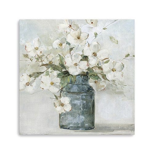 20" x 20" Watercolor Soft Pastel Dogwood Bouquet Canvas Wall Art - Homeroots - Flyclothing LLC