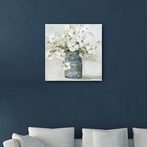 20" x 20" Watercolor Soft Pastel Dogwood Bouquet Canvas Wall Art - Homeroots - Flyclothing LLC