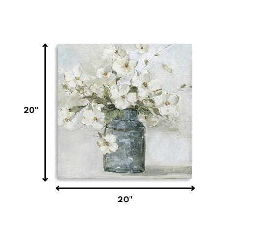 20" x 20" Watercolor Soft Pastel Dogwood Bouquet Canvas Wall Art - Homeroots - Flyclothing LLC