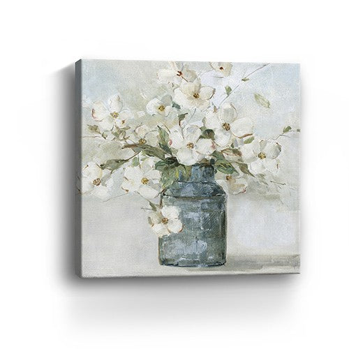 30" x 30" Watercolor Soft Pastel Dogwood Bouquet Canvas Wall Art