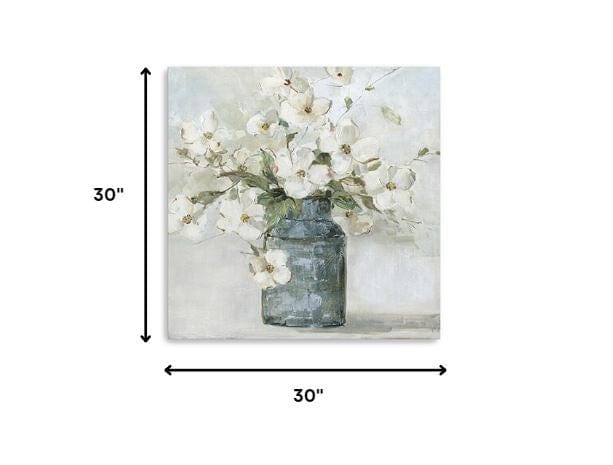 30" x 30" Watercolor Soft Pastel Dogwood Bouquet Canvas Wall Art - Homeroots - Flyclothing LLC