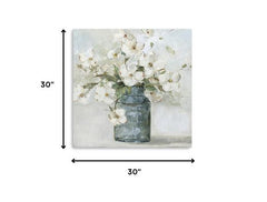 30" x 30" Watercolor Soft Pastel Dogwood Bouquet Canvas Wall Art
