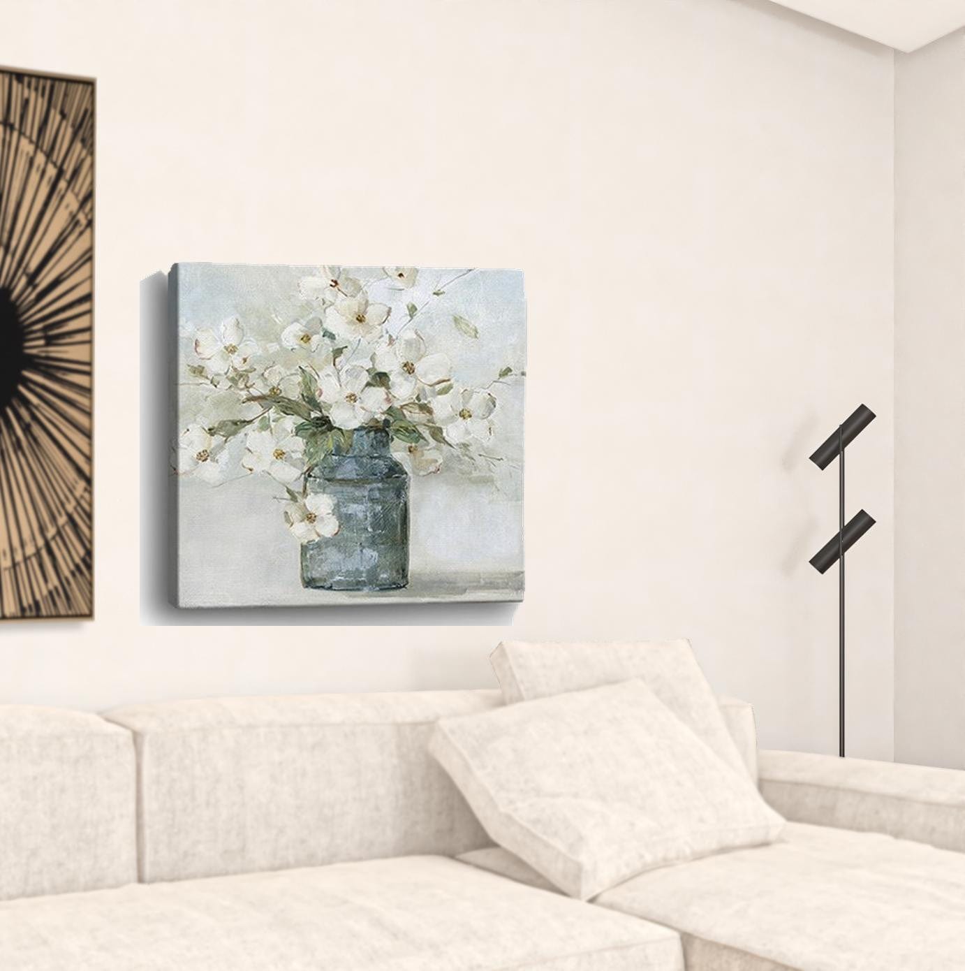 30" x 30" Watercolor Soft Pastel Dogwood Bouquet Canvas Wall Art - Homeroots - Flyclothing LLC