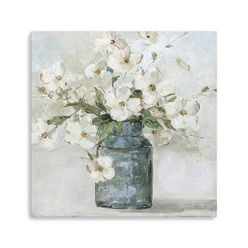 40" x 40" Watercolor Soft Pastel Dogwood Bouquet Canvas Wall Art - Homeroots - Flyclothing LLC