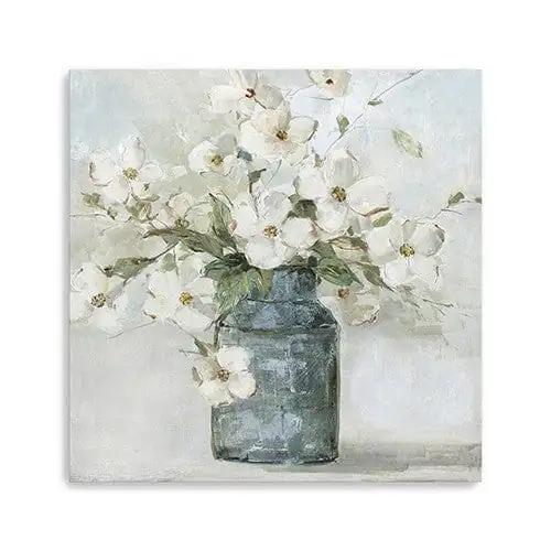 40" x 40" Watercolor Soft Pastel Dogwood Bouquet Canvas Wall Art - Homeroots