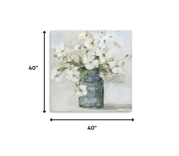 40" x 40" Watercolor Soft Pastel Dogwood Bouquet Canvas Wall Art