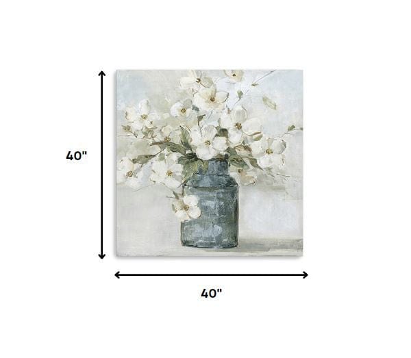 40" x 40" Watercolor Soft Pastel Dogwood Bouquet Canvas Wall Art - Homeroots - Flyclothing LLC