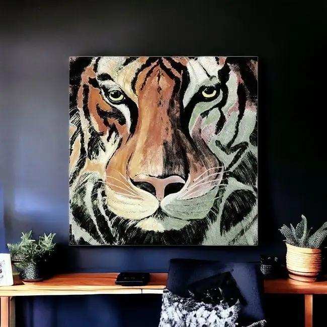 Staring Tiger Portrait Unframed Print Wall Art - Homeroots - Flyclothing LLC
