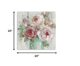 20" x 20" Watercolor Soft Pastel Peonies Bouquet Canvas Wall Art - Homeroots - Flyclothing LLC