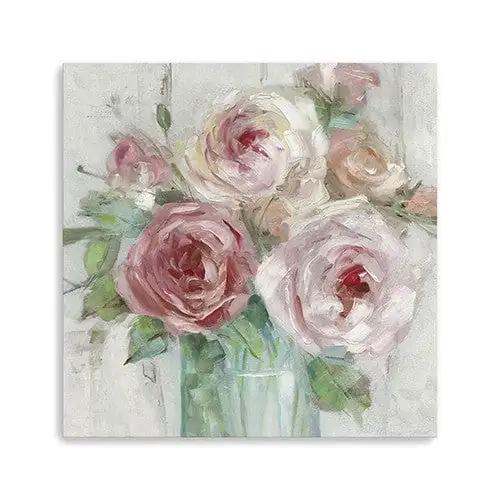 30" x 30" Watercolor Soft Pastel Peonies Bouquet Canvas Wall Art - Homeroots - Flyclothing LLC