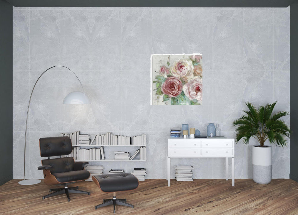 40" x 40" Watercolor Soft Pastel Peonies Bouquet Canvas Wall Art - Homeroots