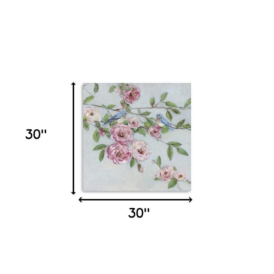 Small Pretty Pink Blooms Canvas Wall Art - Homeroots - Flyclothing LLC